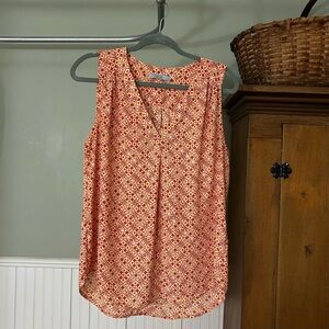 Geometric Sleeveless Top - Red and Yellow